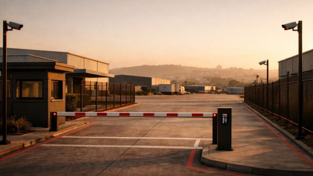 AI-powered CCTV and access control system monitoring a South African commercial premises