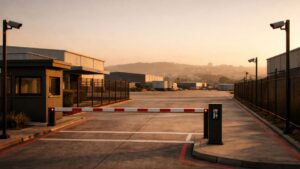 AI-powered CCTV and access control system monitoring a South African commercial premises