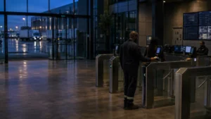 Modern business access control system with biometric and RFID security access