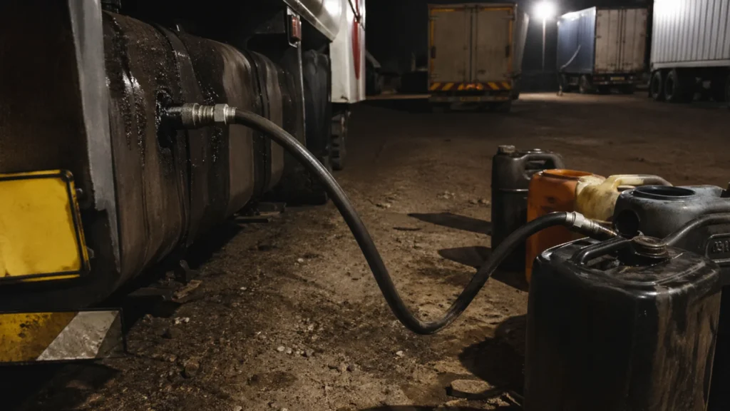 Diesel theft fleet monitoring sensor installed in truck fuel tank detecting siphoning at South African depot