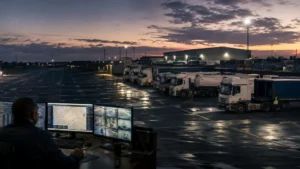 AI-powered fleet security monitoring trucks in a South African logistics environment