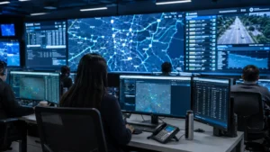 30 June shutdown fleet readiness — a fleet control room screen showing vehicle tracking across a city map