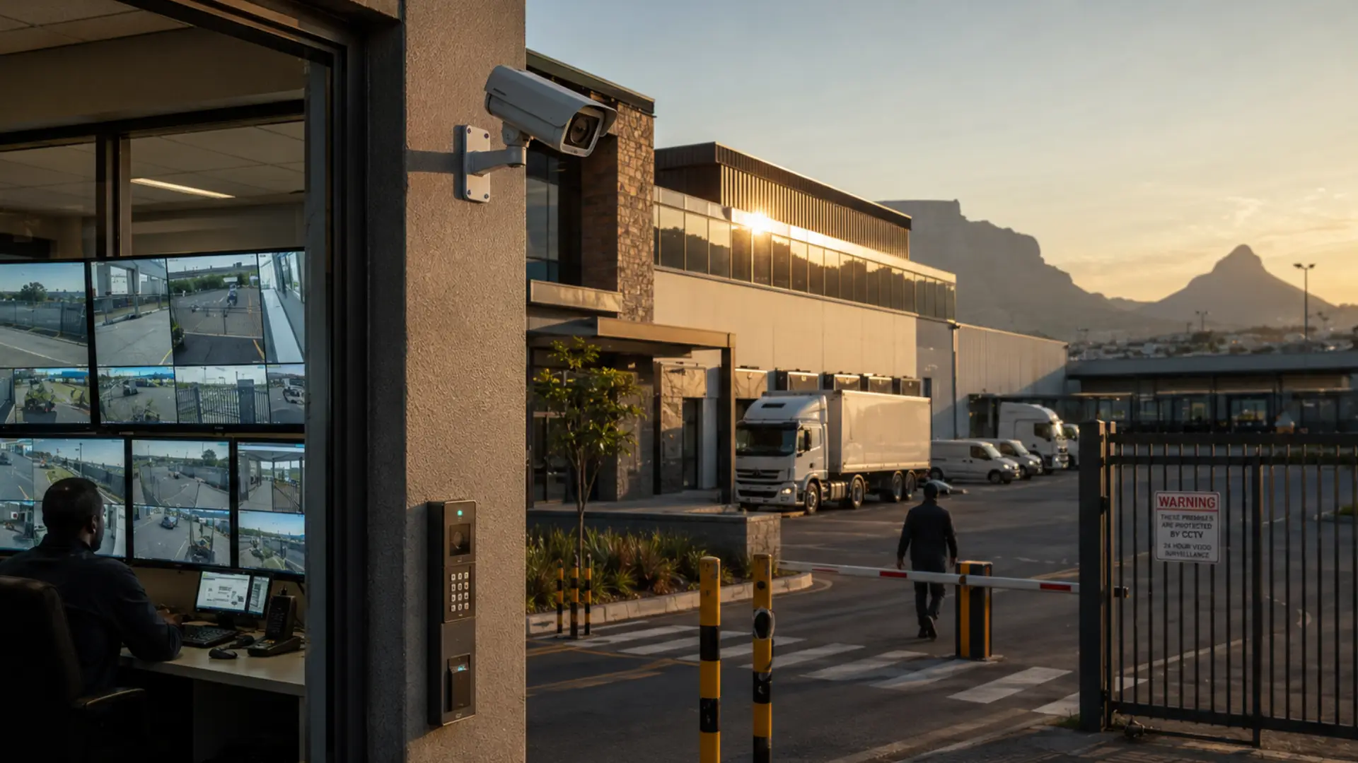 Integrated CCTV and access control system protecting a South African commercial facility