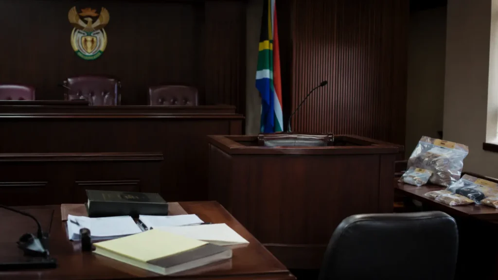 Madlanga Commission fleet security — courtroom testimony setting with police evidence under scrutiny