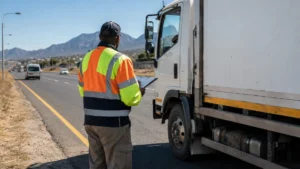 AARTO Phase 2 rollout — a traffic officer at a roadside check as South Africa's new infringement system reaches 62 municipalities