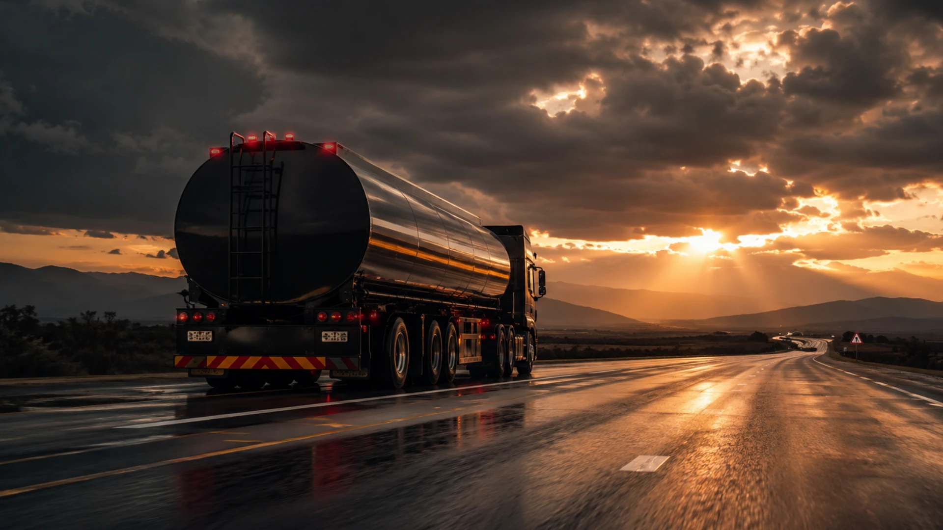 Fuel tanker at dawn as the August diesel price outlook improves with oil falling 8% after attacks halted