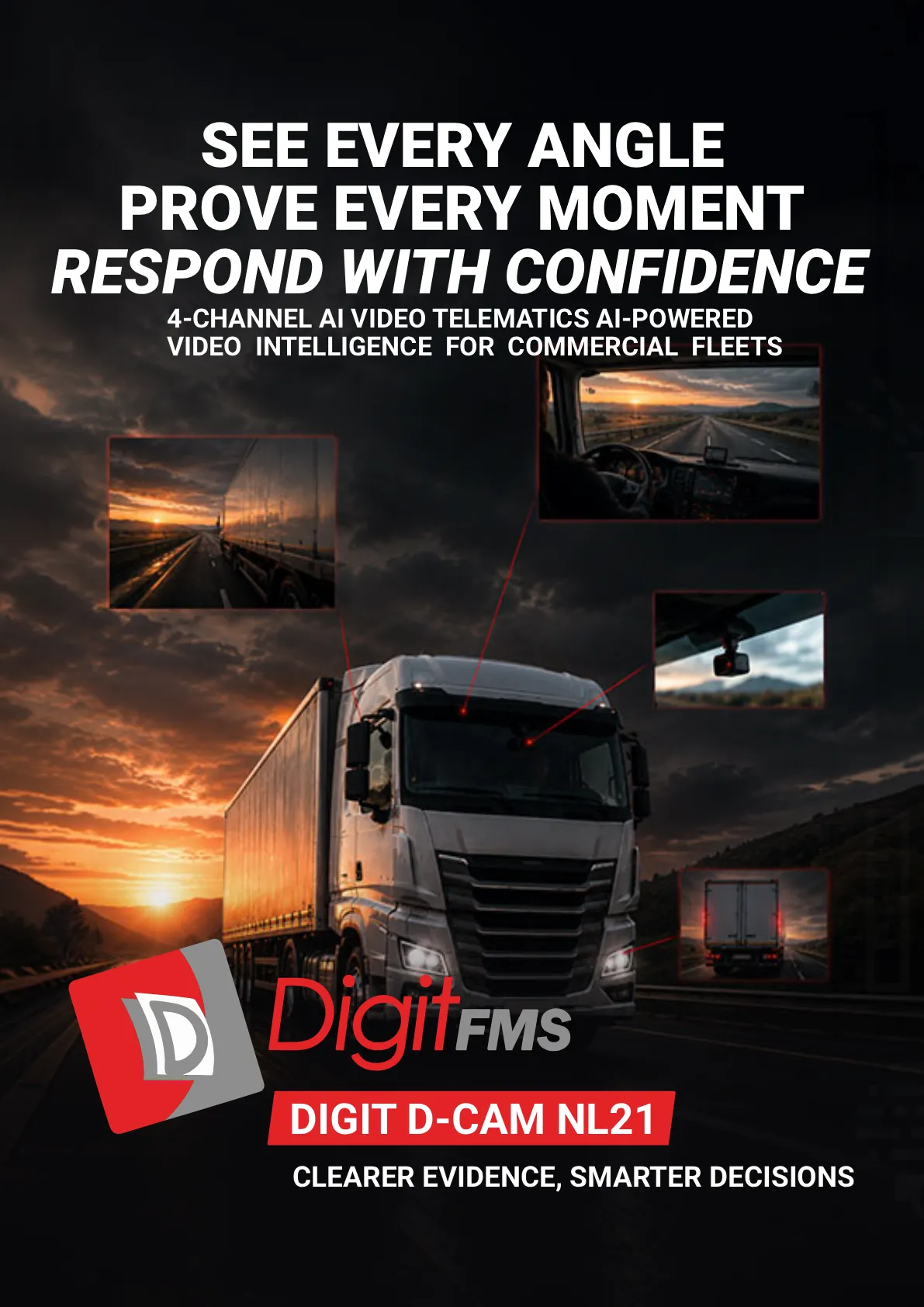 Four-channel AI video telematics platform factsheet cover