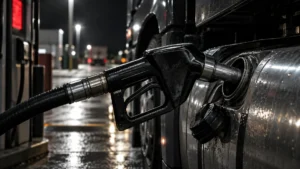 Diesel pump nozzle in a truck's tank ahead of the record diesel price in South Africa from 7 October 2026.