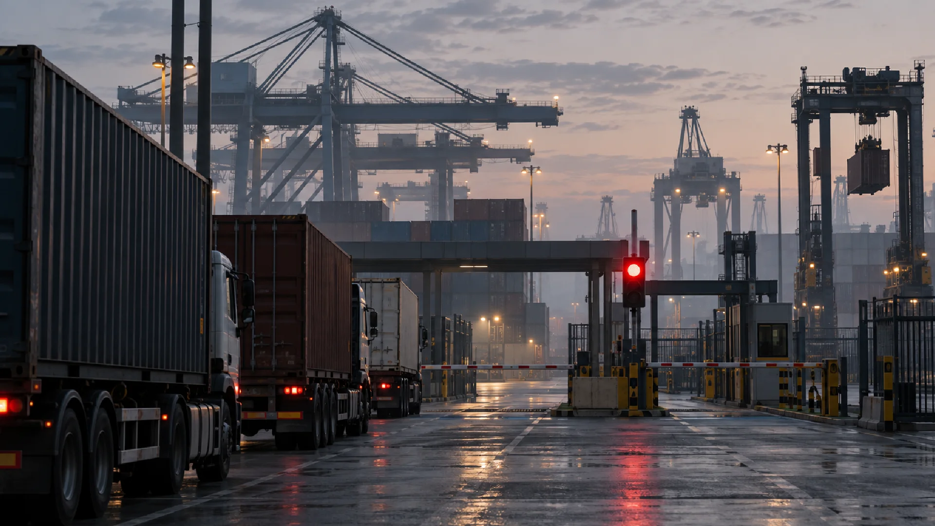 Container trucks queue at Durban Gateway Terminal as the DGT truck booking system 2026 is replaced.