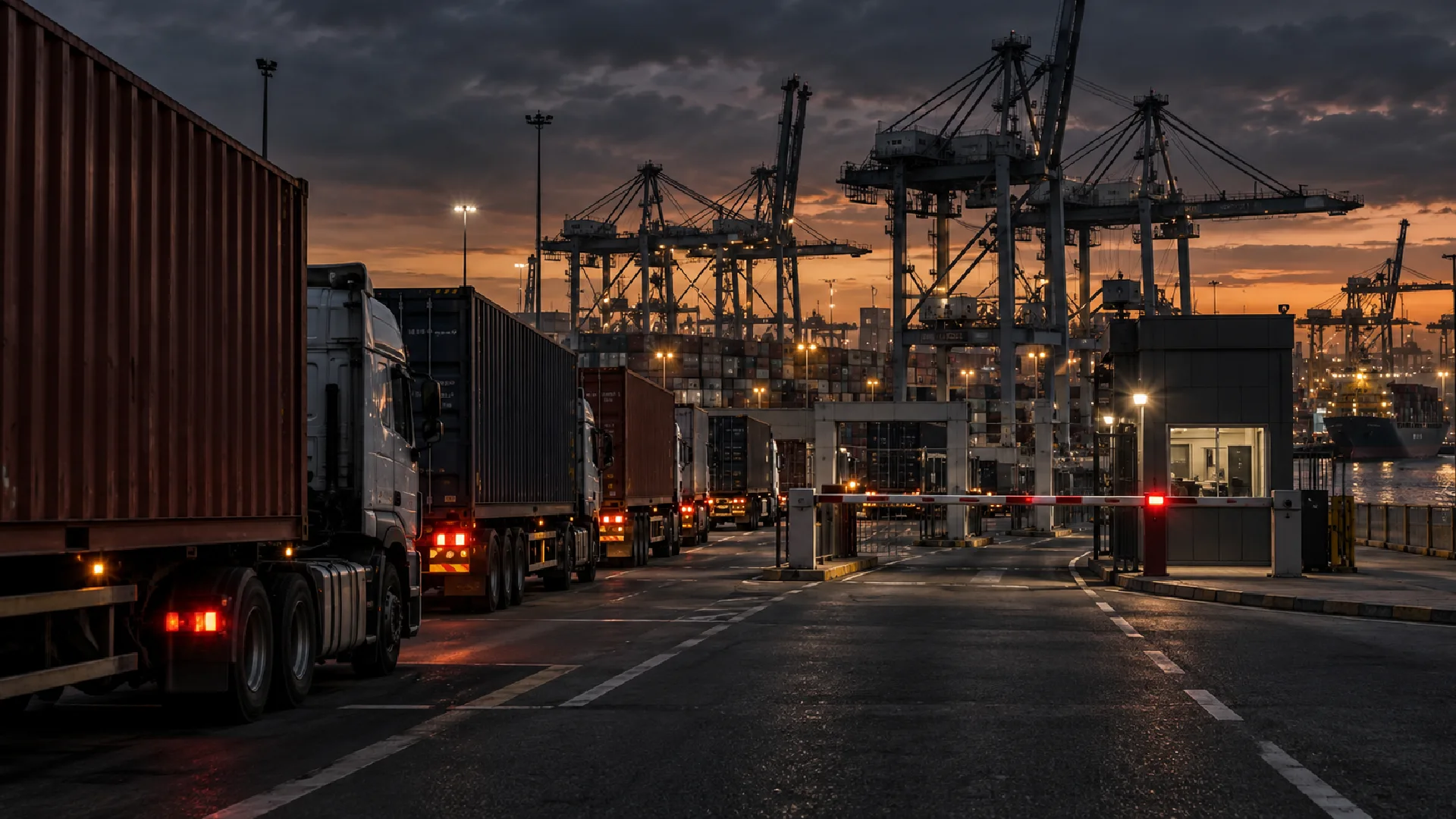 Container trucks at a South African port gate as Cabinet approves TNPA separation 2026.