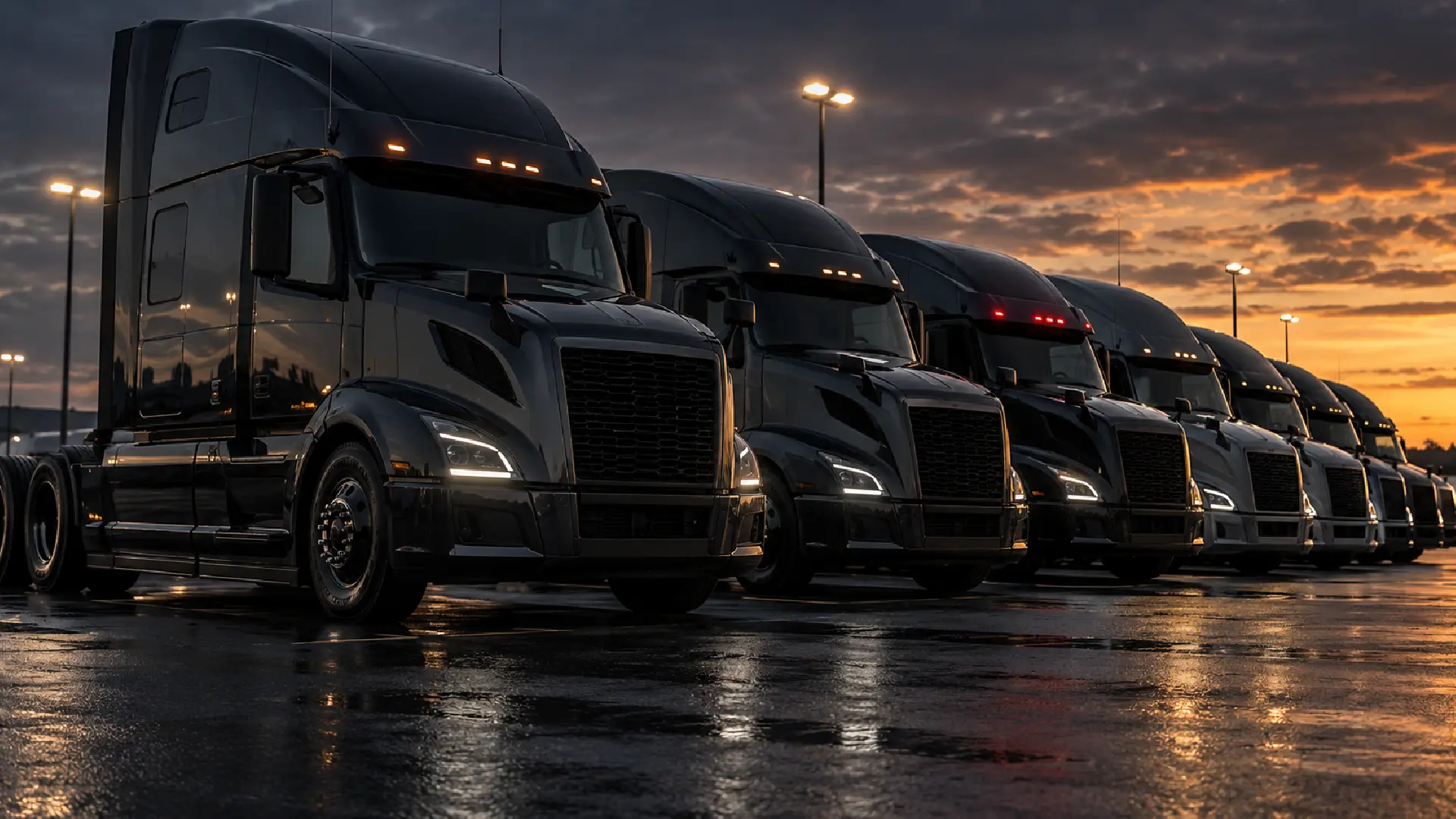 New trucks parked at a dealership as truck sales September 2026 stall in South Africa.